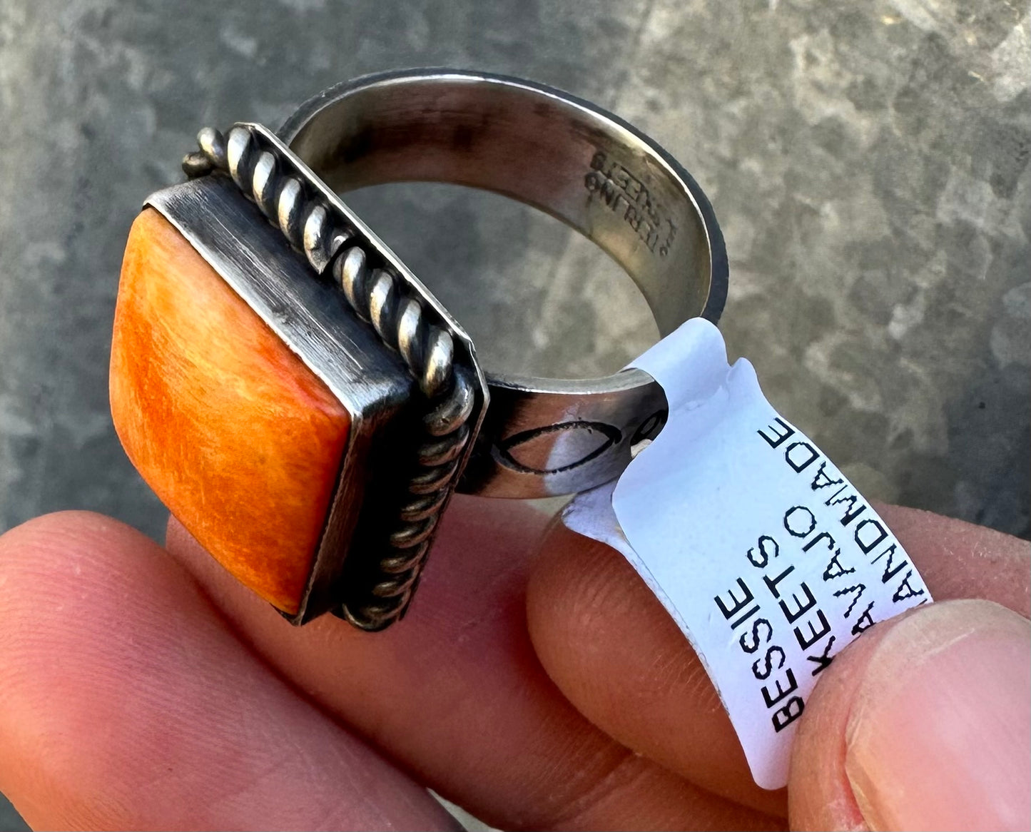 ORANGE SPINY OYSTER ADJUSTABLE RING