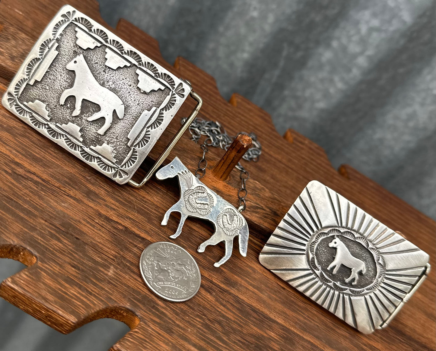 18” STERLING SILVER STAMPED HORSE NECKLACE