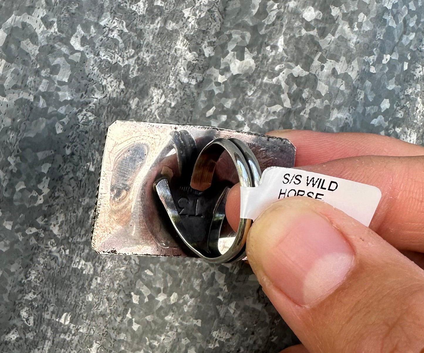 WILD HORSE VARISCITE BAR ADJUSTABLE STATEMENT RING