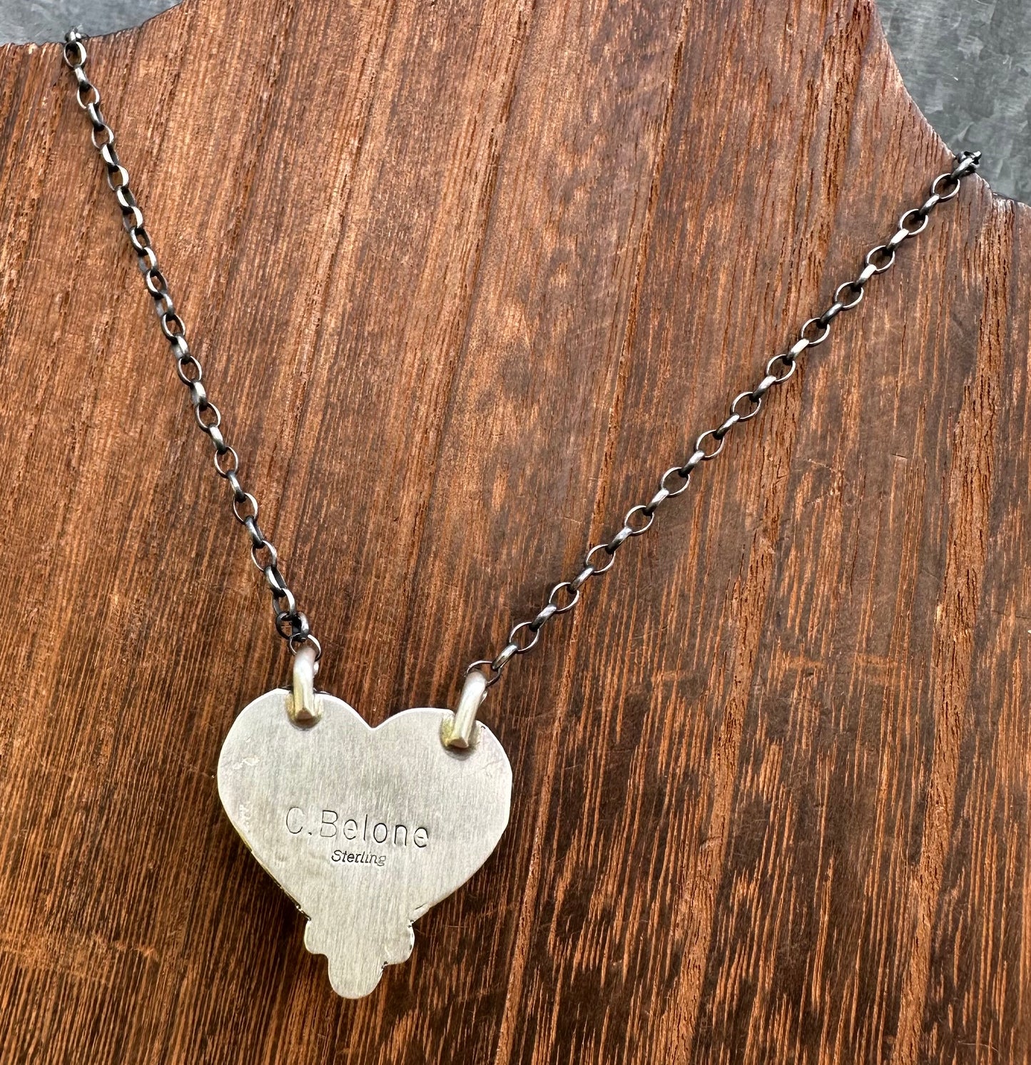 16” PURPLE SPINY OYSTER HEART NECKLACE