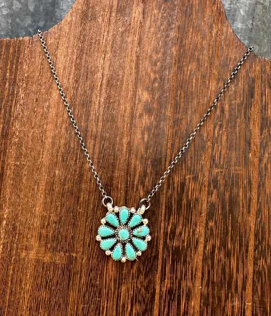 16” KINGMAN TURQUOISE CLUSTER NECKLACE