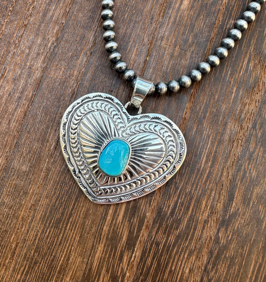 KINGMAN TURQUOISE HEART PENDANT