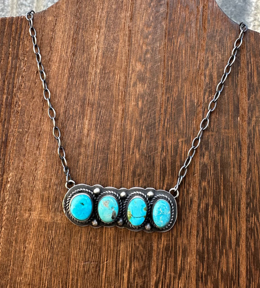 18” MULTI STONE TURQUOISE BAR NECKLACE
