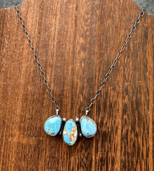 18” GOLDEN HILLS TURQUOISE HALF CLUSTER NECKLACE