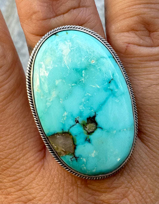 KINGMAN TURQUOISE ADJUSTABLE STATEMENT RING