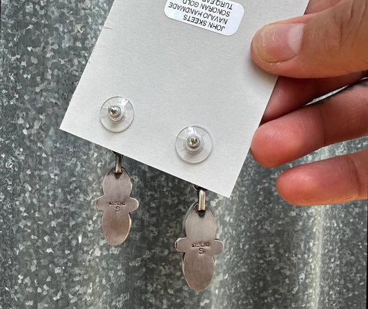 SONORAN GOLD TURQUOISE MULTI STONE POST DANGLES