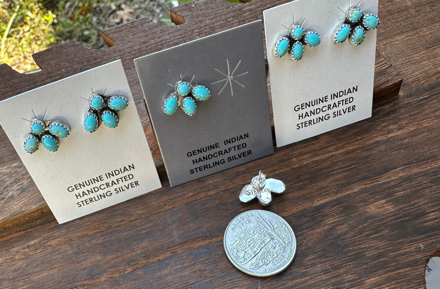 KINGMAN TURQUOISE HALF CLUSTER STUDS