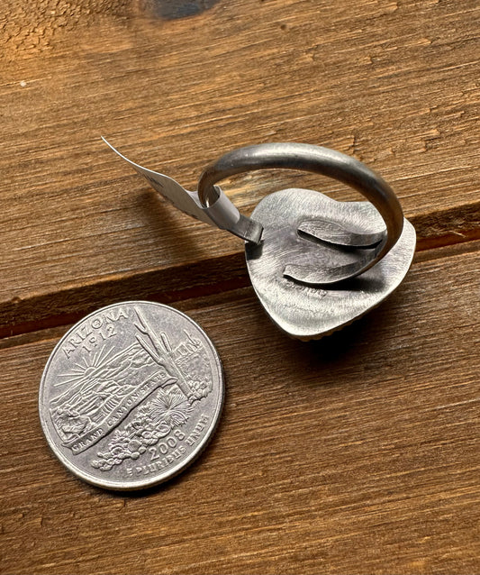 ADJUSTABLE ORANGE SPINY OYSTER HEART RING