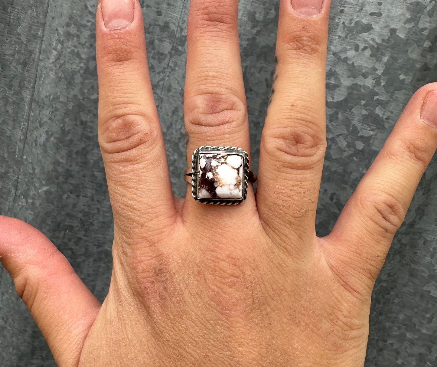 WILD HORSE VARISCITE ADJUSTABLE SQUARE RING