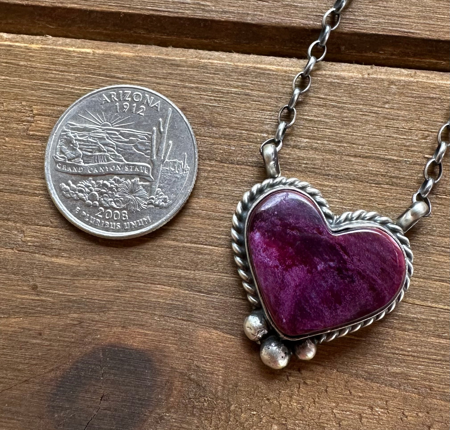 16” PETITE PURPLE SPINY OYSTER HEART NECKLACE