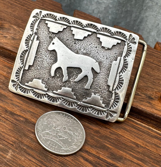STERLING SILVER HORSE SHOWCASE BUCKLE