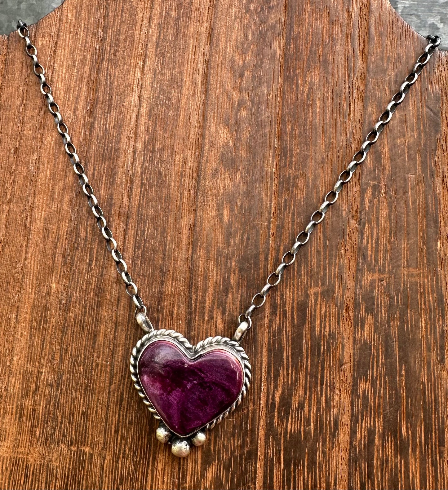 16” PETITE PURPLE SPINY OYSTER HEART NECKLACE