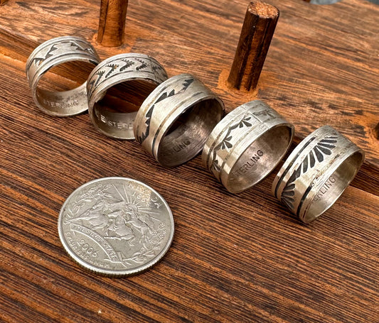STERLING SILVER STAMPED RINGS
