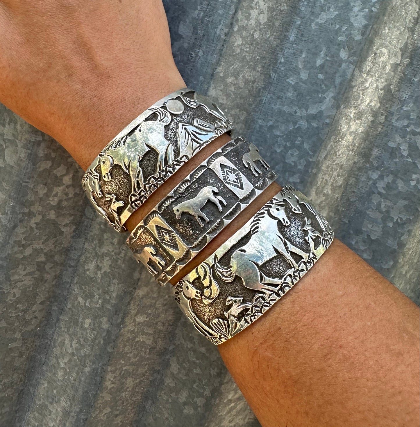 HEAVY GAUGE STERLING SILVER HORSE CUFFS
