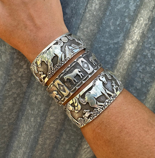 HEAVY GAUGE STERLING SILVER HORSE CUFFS