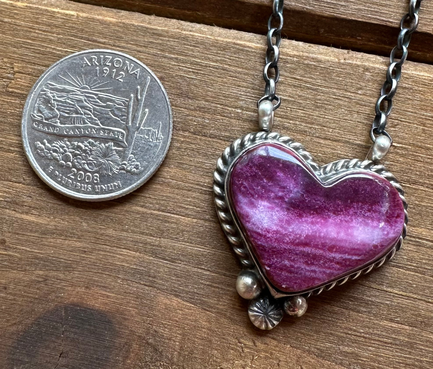 16” PURPLE SPINY OYSTER HEART NECKLACE