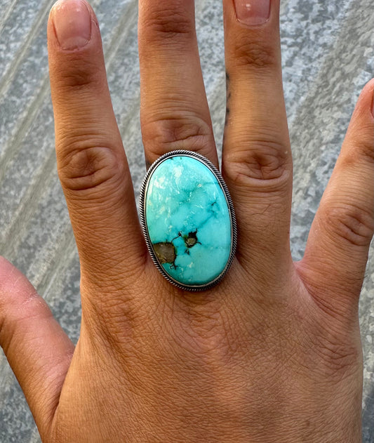 KINGMAN TURQUOISE ADJUSTABLE STATEMENT RING