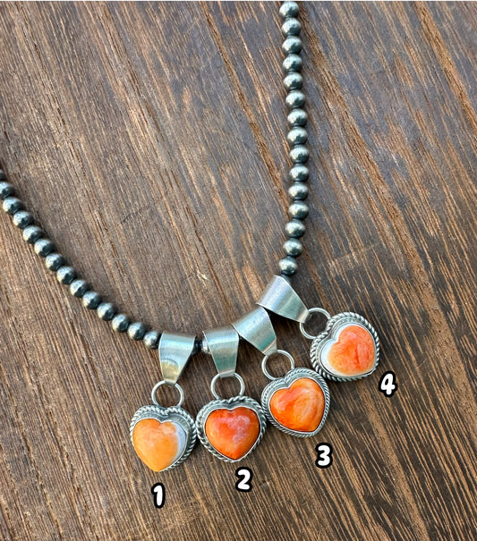 ORANGE SPINY OYSTER MINI HEART PENDANTS