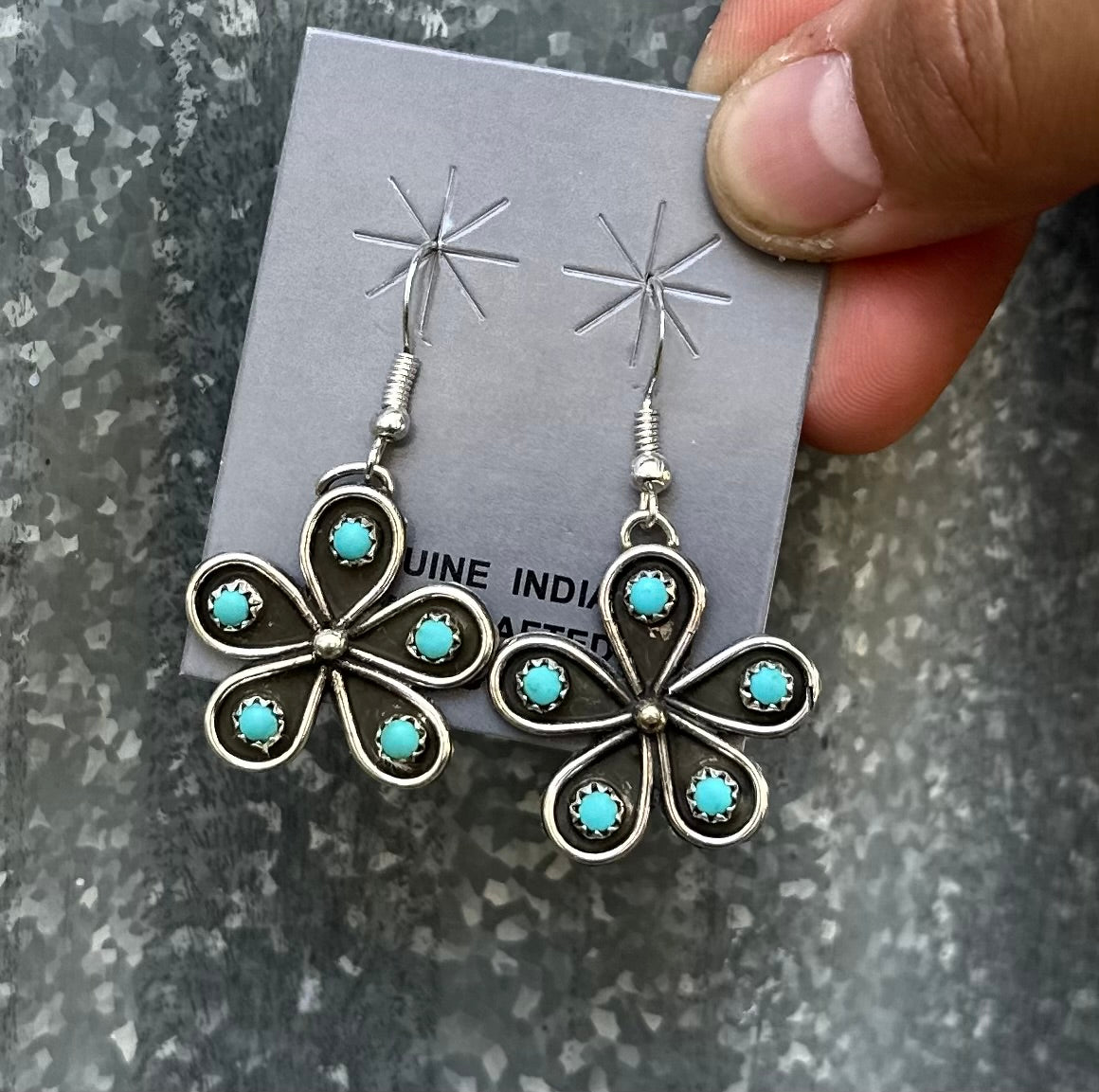 KINGMAN TURQUOISE FLOWER DANGLES
