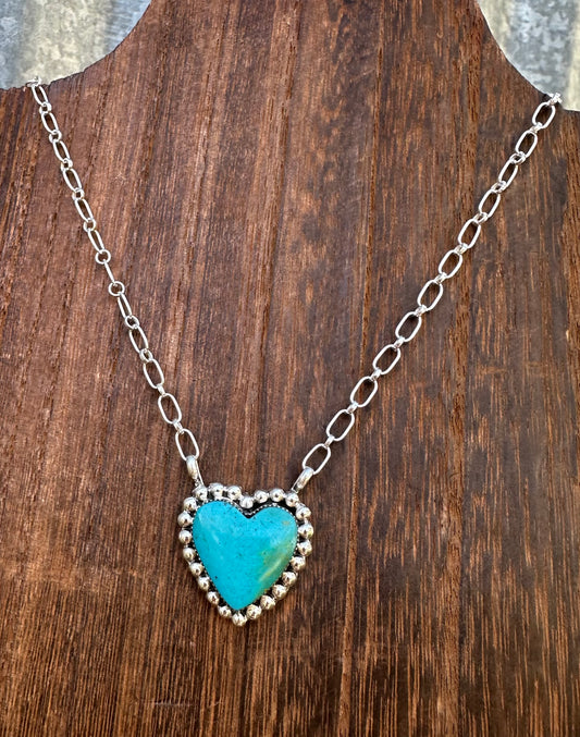 20” KINGMAN TURQUOISE HEART NECKLACE