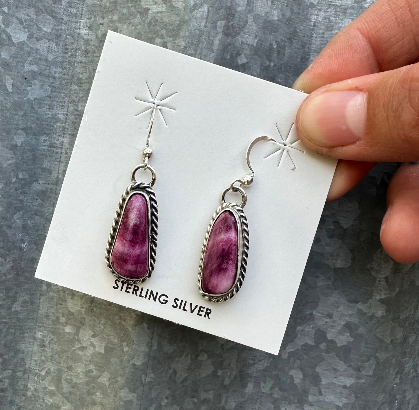 PURPLE SPINY OYSTER STUDS DANGLES