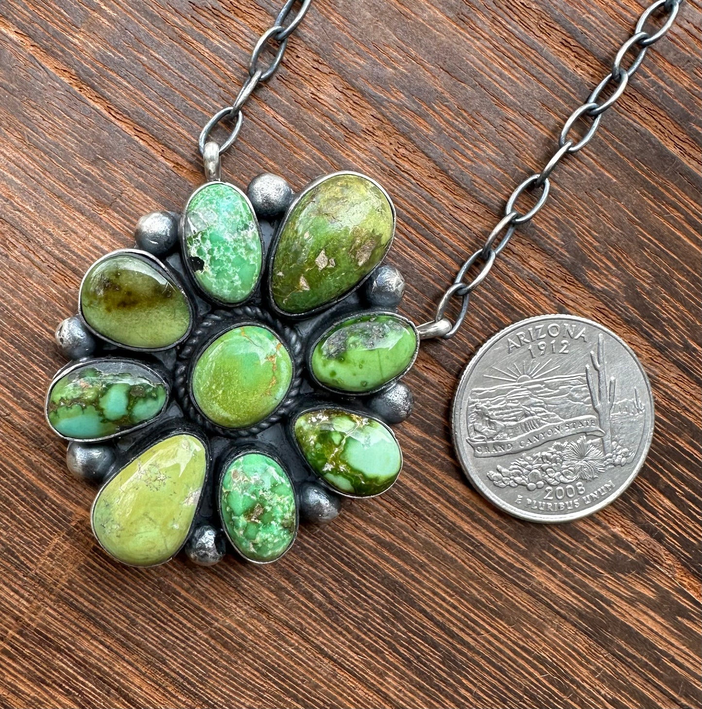 18” SONORAN GOLD TURQUOISE CLUSTER NECKLACE