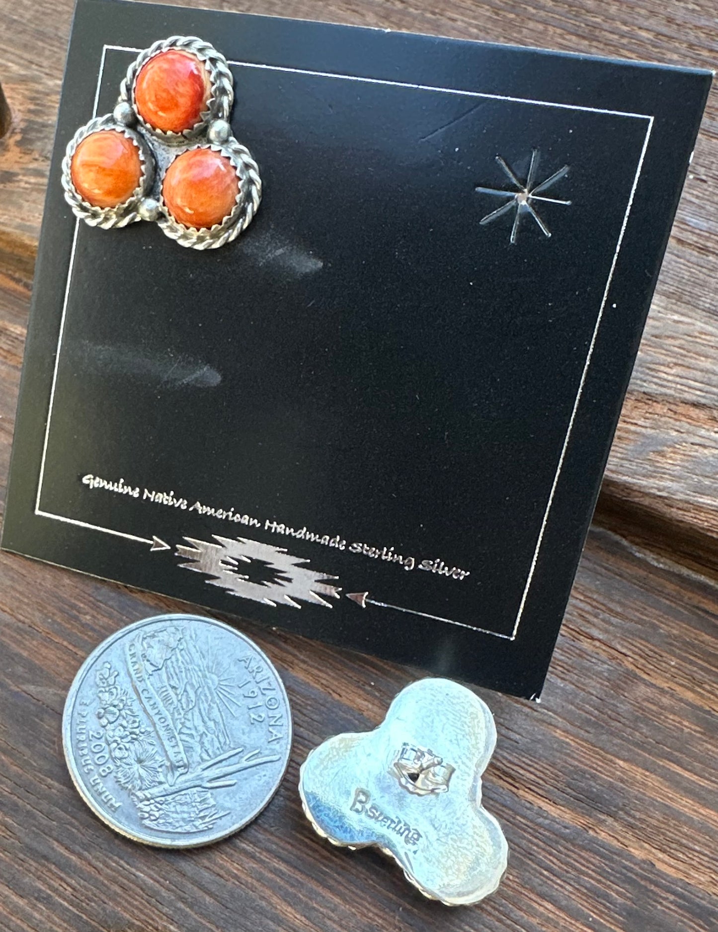 ORANGE SPINY OYSTER CLUSTER STUDS