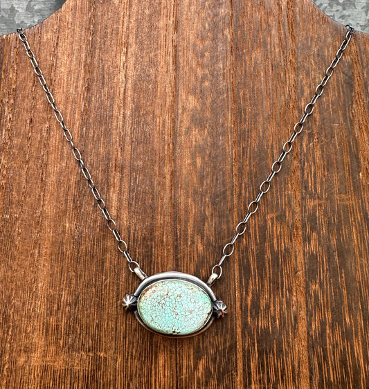 18” WEBBED KINGMAN TURQUOISE STARBURST DETAIL NECKLACE