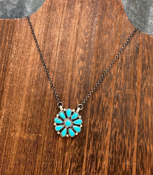 16” KINGMAN TURQUOISE CLUSTER NECKLACE
