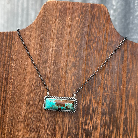 18” #8 TURQUOISE BAR NECKLACE