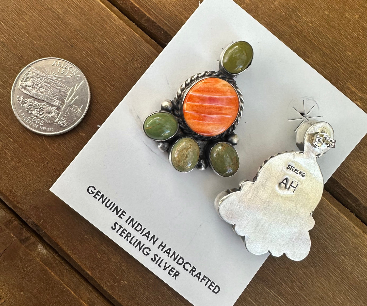 ROYSTON TURQUOISE & ORANGE SPINY OYSTER MULTI STONE STUDS