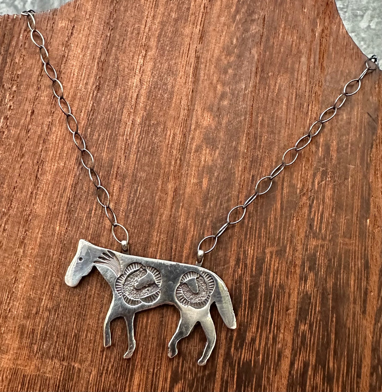 18” STERLING SILVER STAMPED HORSE NECKLACES