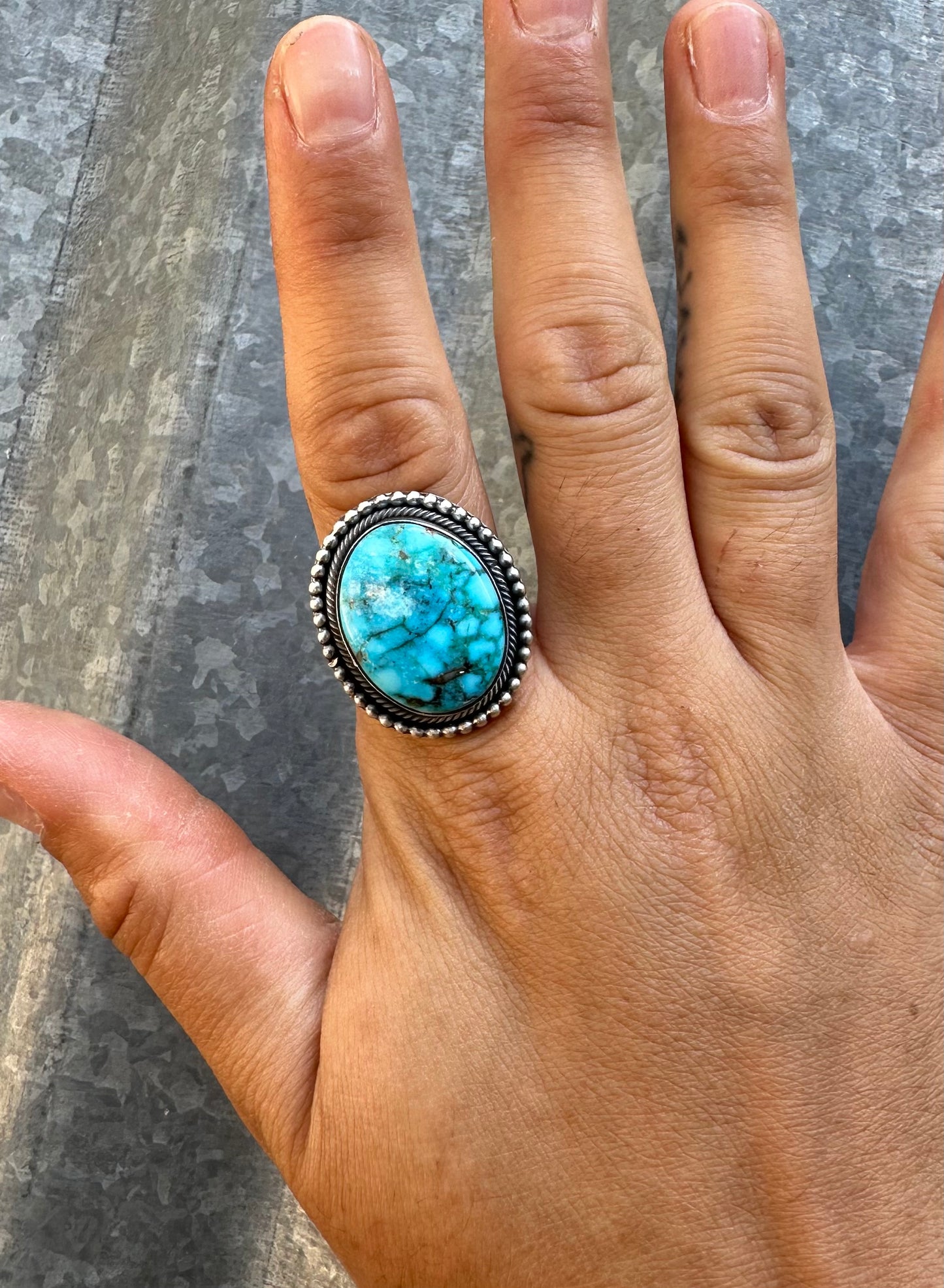 ADJUSTABLE KINGMAN TURQUOISE RING
