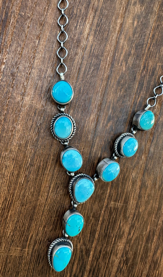 20” KINGMAN TURQUOISE DAINTY LARIAT NECKLACE