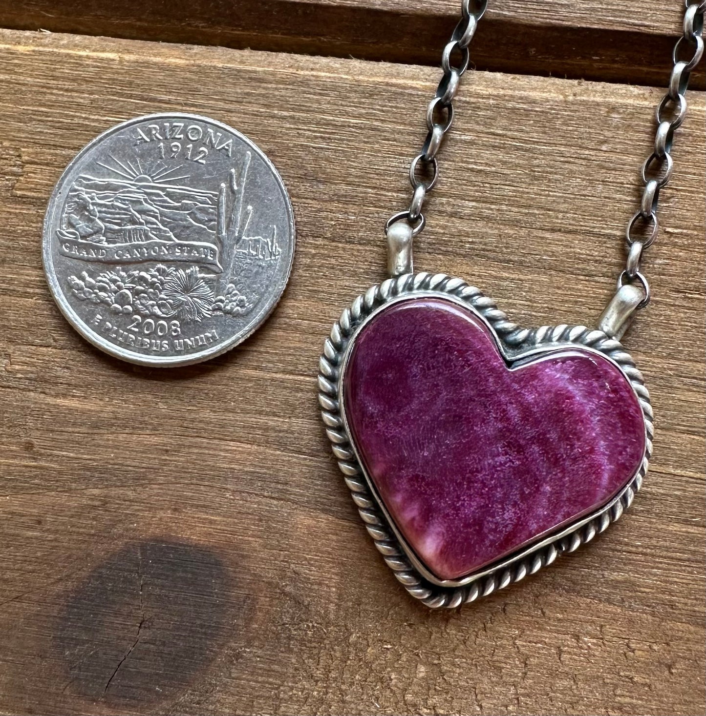 16” LARGE PURPLE SPINY OYSTER HEART NECKLACE
