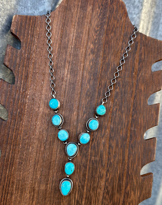 20” KINGMAN TURQUOISE DAINTY LARIAT NECKLACE