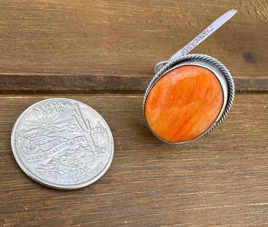 ORANGE SPINY OYSTER ADJUSTABLE RING