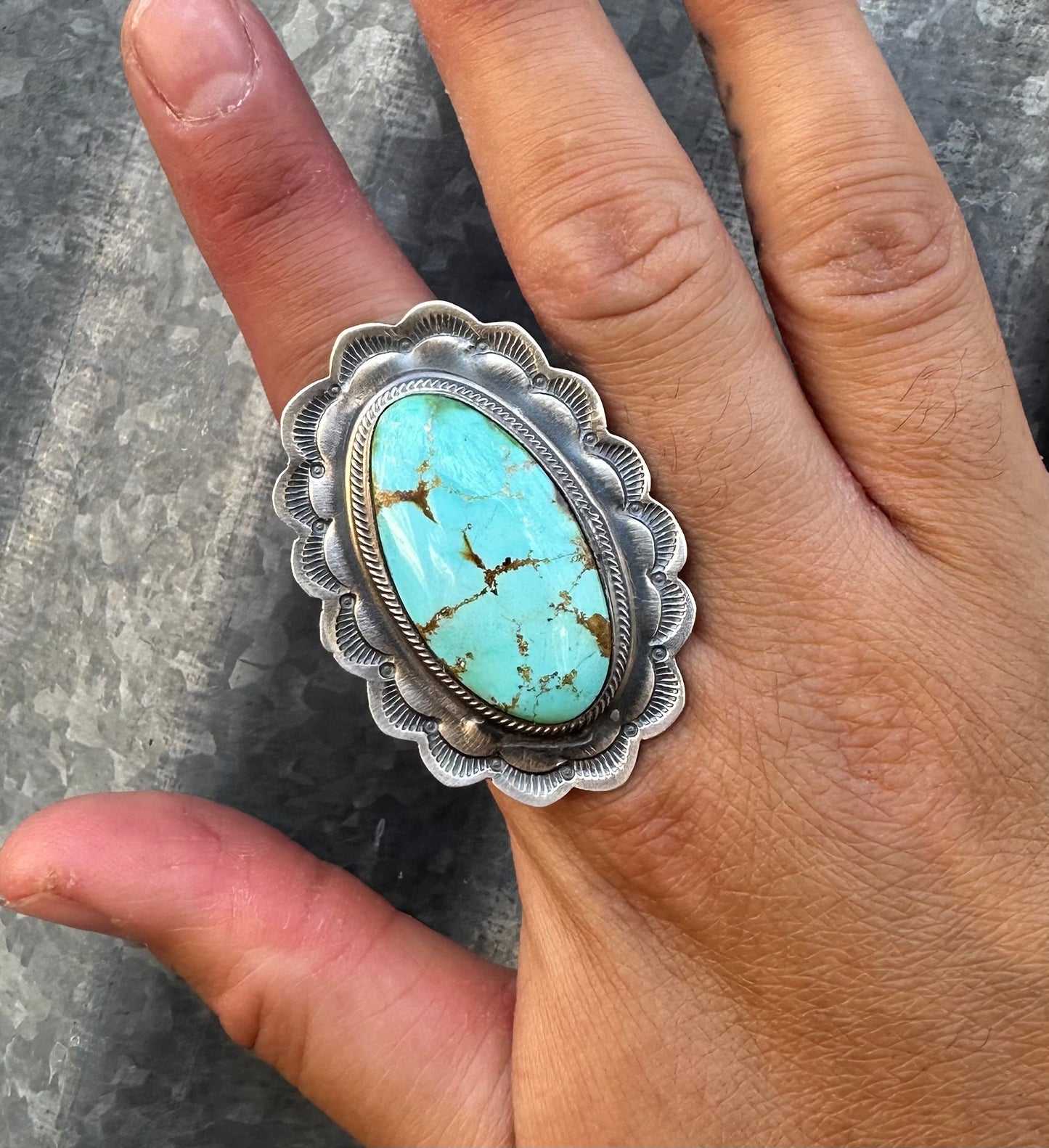 SIZE 7.5 SONORAN GOLD TURQUOISE STATEMENT RING