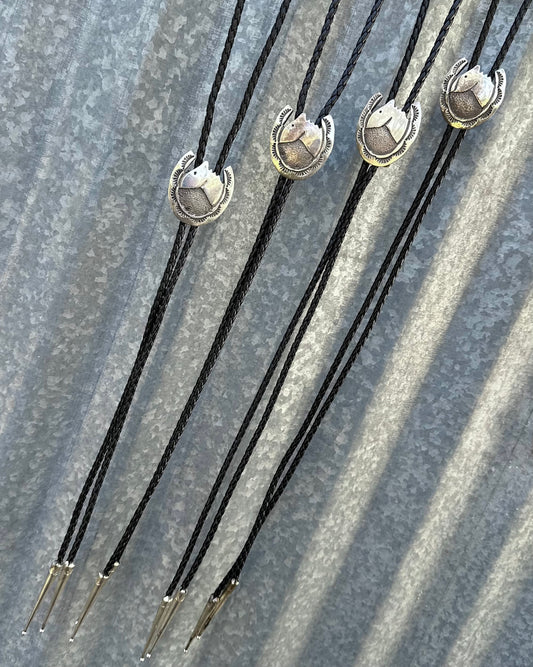 22” STERLING SILVER STAMPED HORSE HEAD BOLO TIES