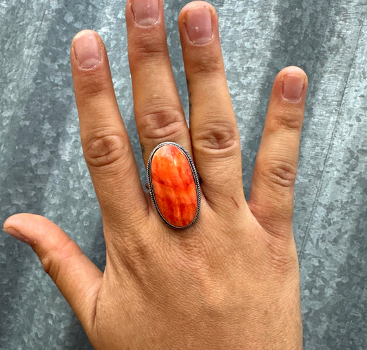 ORANGE SPINY OYSTER ADJUSTABLE RING