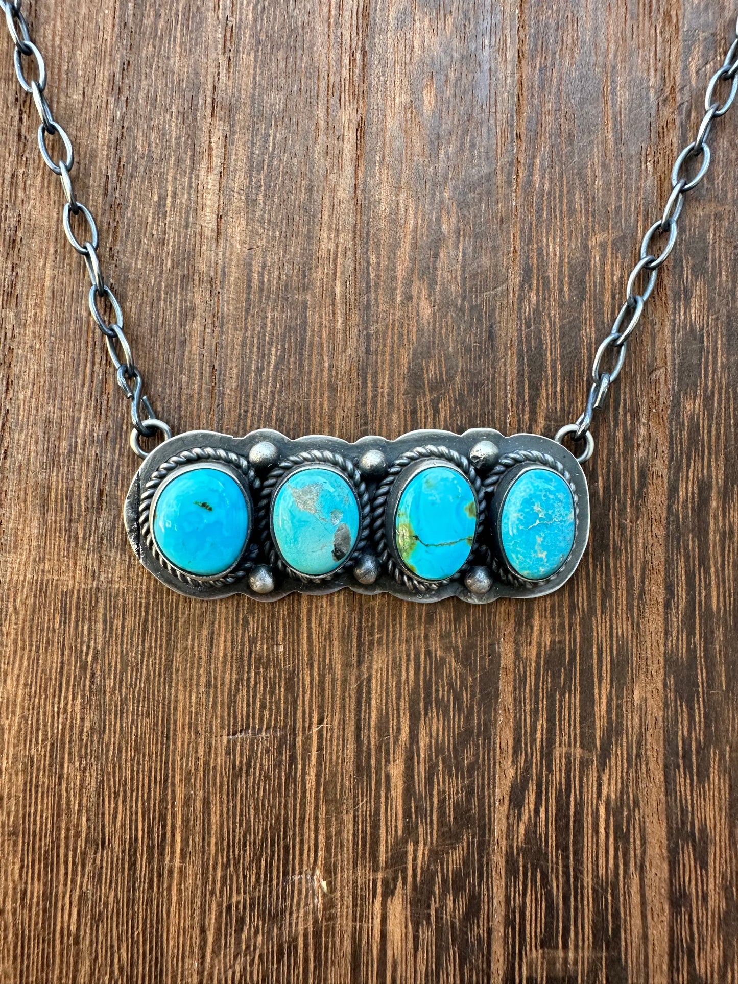 18” MULTI STONE TURQUOISE BAR NECKLACE