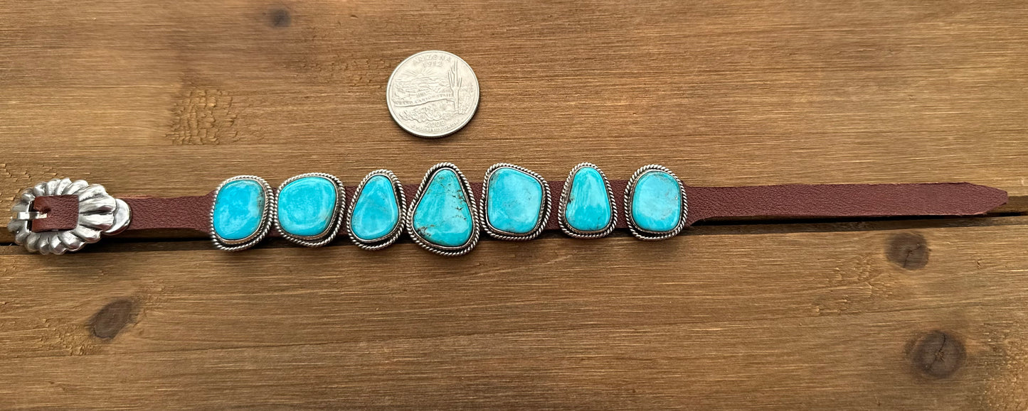 KINGMAN TURQUOISE MULTI STONE LEATHER BRACELET