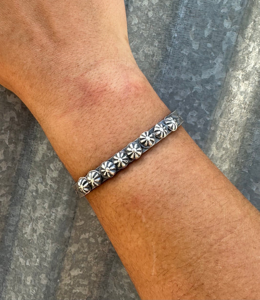 HEAVY GAUGE STERLING SILVER STARBURST CUFF