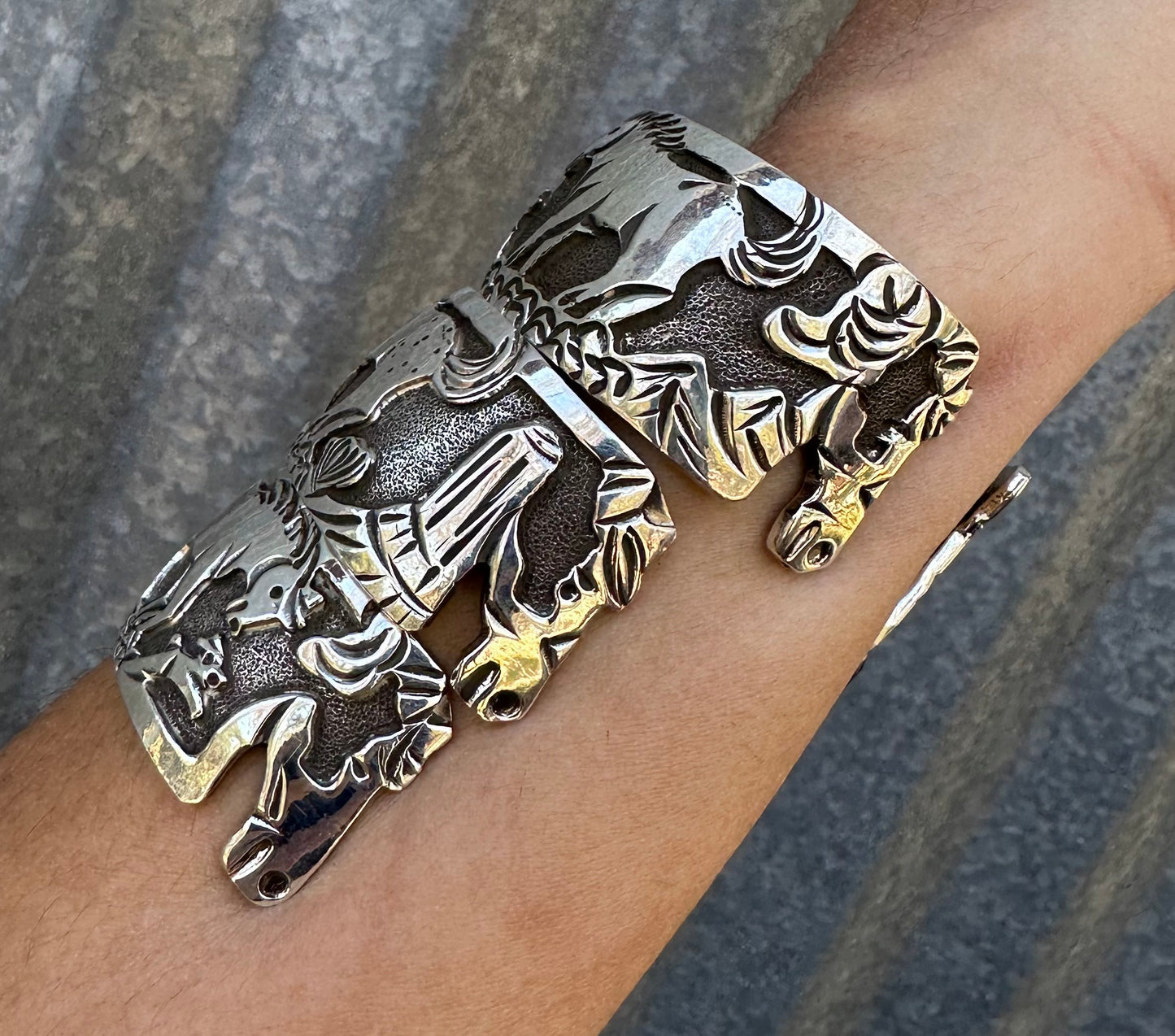 STERLING SILVER HORSE STORYTELLER CUFFS