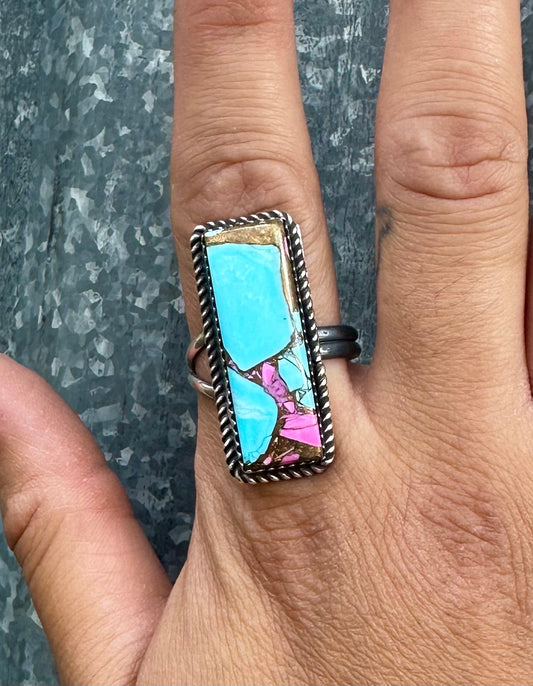 COTTON CANDY DAHLIA BAR ADJUSTABLE RING