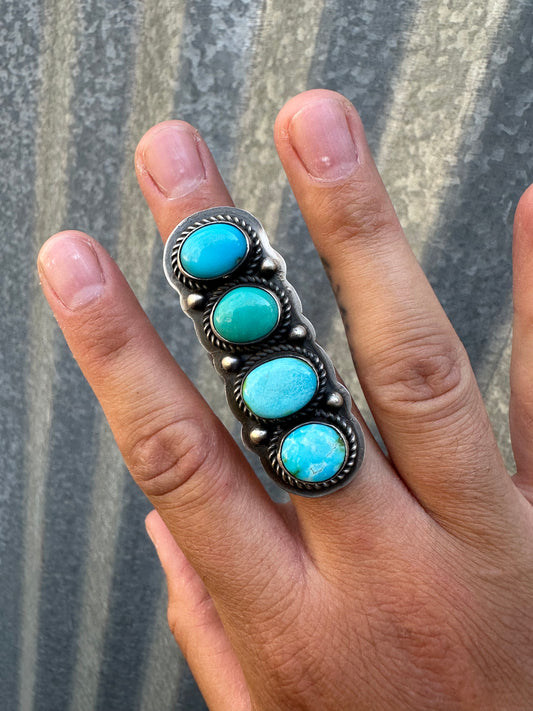 MULTI STONE TURQUOISE BAR RING SIZE 6.5