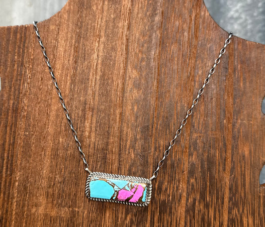 18” COTTON CANDY DAHLIA BAR NECKLACE
