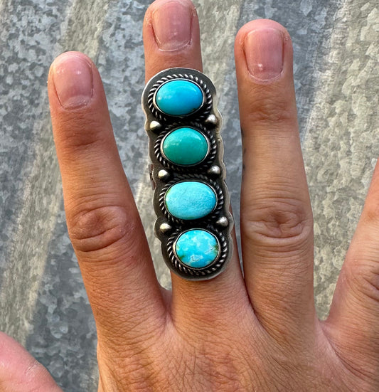 MULTI STONE TURQUOISE BAR RING SIZE 6.5