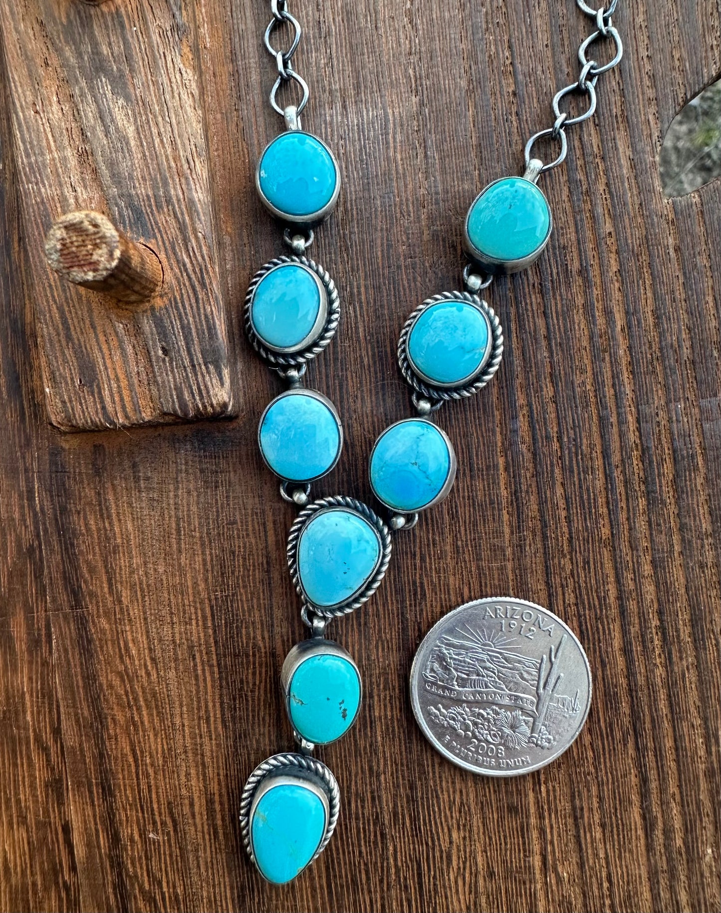 20” KINGMAN TURQUOISE DAINTY LARIAT NECKLACE