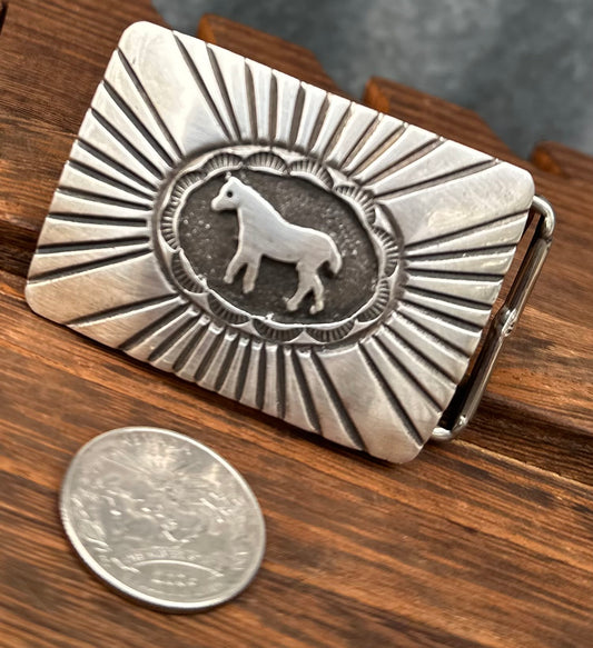STERLING SILVER HORSE SHOWCASE BUCKLE